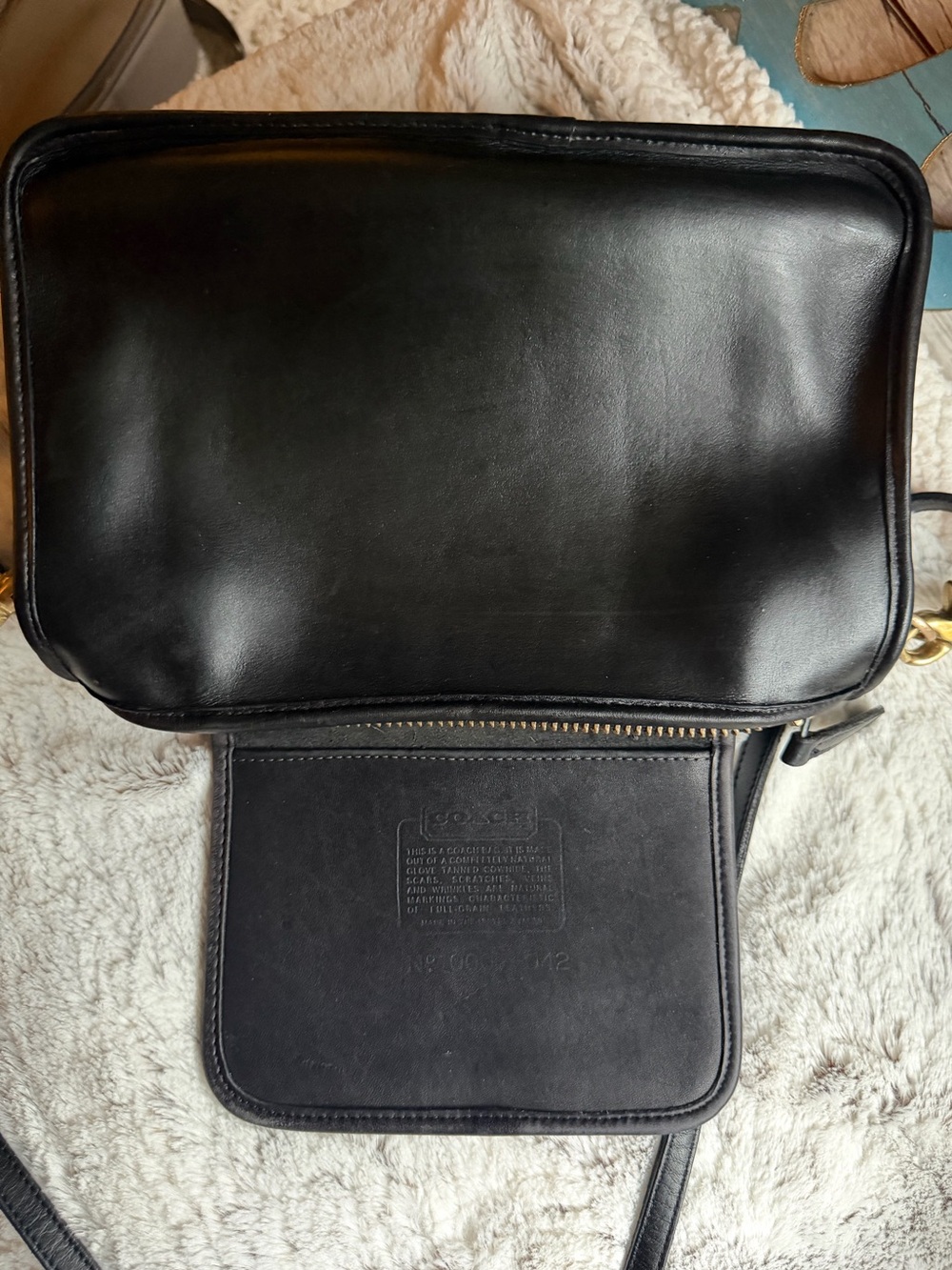 VINTAGE COACH BLACK LEATHER CROSSBODY COMPANION BAG 9300 - Picture 13 of 17
